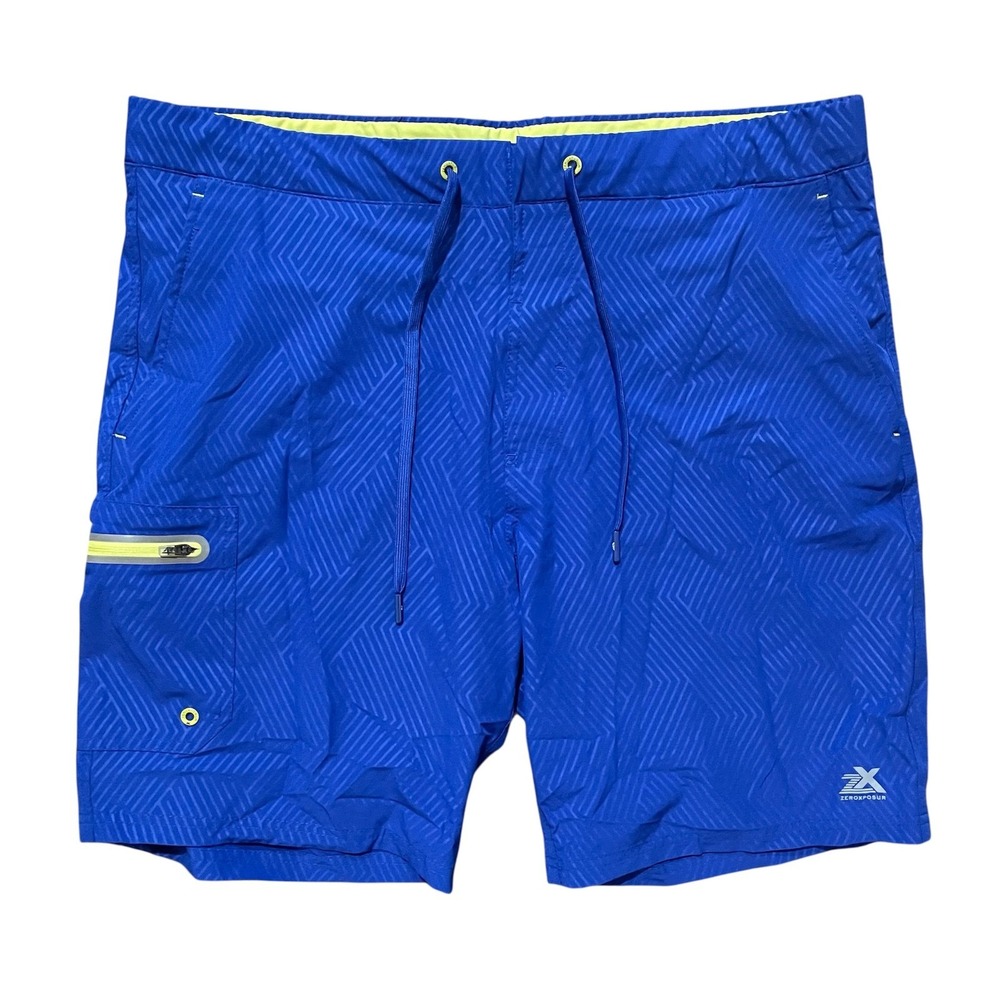 ZeroXposur Mens Blue Geometric Swim Trunks Board Shorts‎ Size Large Cargo Pocket